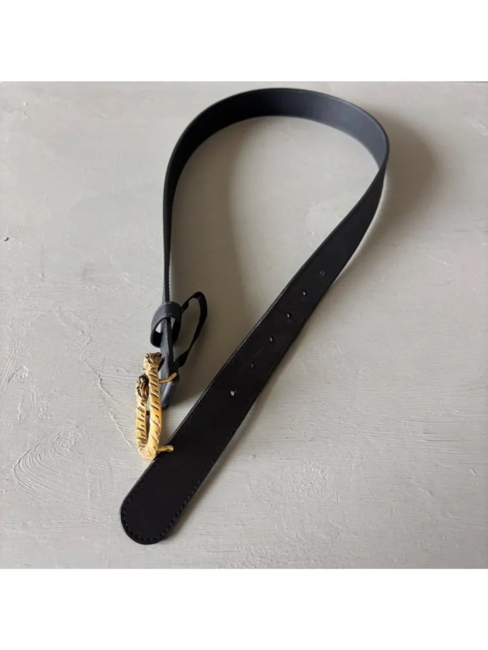Gucci Dionysus Black Leather Belt Antique Gold Tiger Buckle Size 85 34 476453